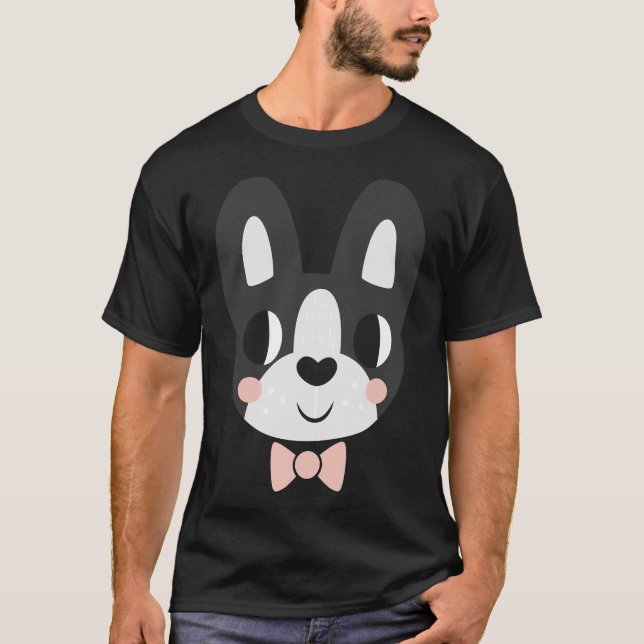 Boston Terrier With A Bow Tie Fitted T-Shirt (Front)
