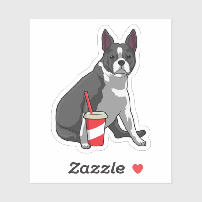 Boston Terrier with Drink (Sheet)