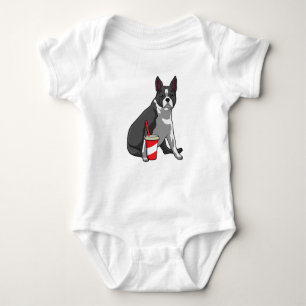 Boston Terrier with Drink Baby Bodysuit