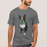 Boston Terrier With Green Moustache And Spotty