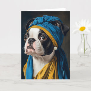 Boston Terrier With Pearl Earring All Occasions Card