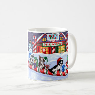 Boston Terriers Candy Cane Santa Christmas Snowman Coffee Mug
