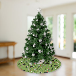 Boston Terriers Christmas Santa Hat Holiday Brushed Polyester Tree Skirt