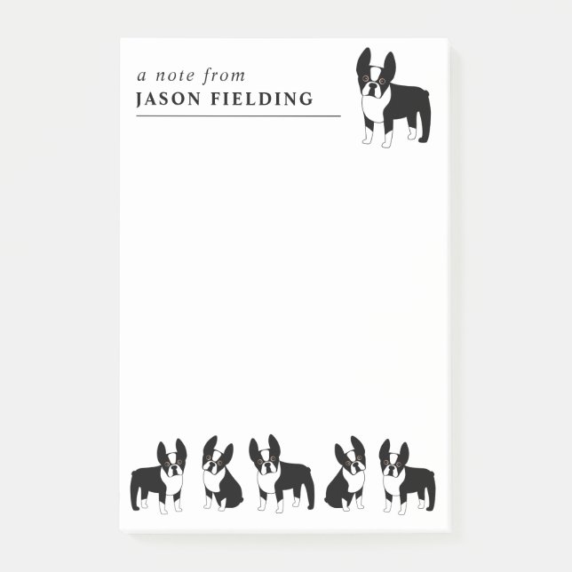 Boston Terriers Cute Black and White Dogs Post-it  Notes (Front)