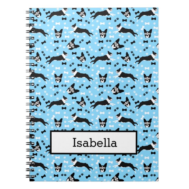 Boston Terriers Funny Dog Custom Notebook (Front)
