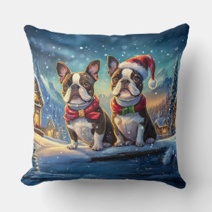 Boston Terriers Holiday Design By Rich AMeN Gill Cushion