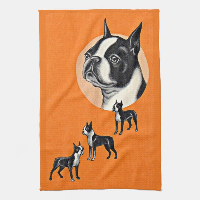 Boston terriers tea towel (Vertical)