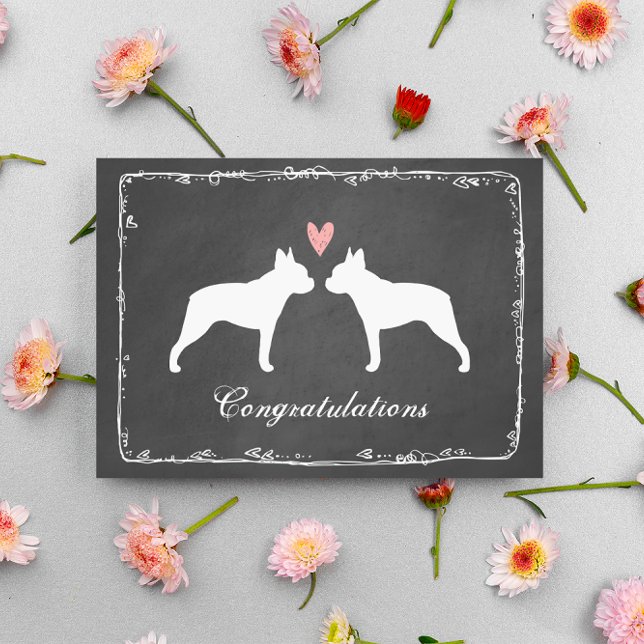 Boston Terriers Wedding Congratulations Card (Creator Uploaded)