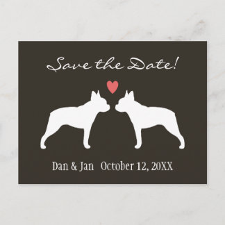 Boston Terriers Wedding Save the Date Announcement Postcard
