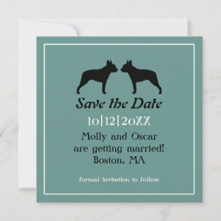 Boston Terriers Wedding Save the Date Invitation