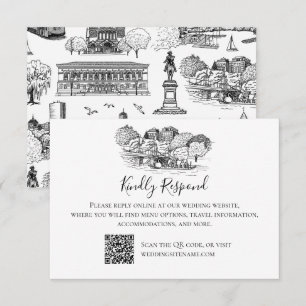 Boston Toile (Anniversary Ed.) Black/White Thank You Card