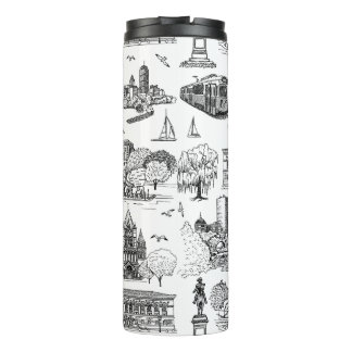 Boston Toile (Anniversary Ed.) Black/White Thermal Tumbler