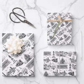 Boston Toile (Anniversary Ed.) Black/White Wrapping Paper Sheet