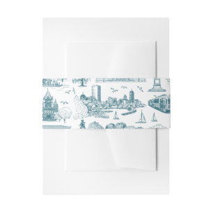 Boston Toile (Anniversary Ed.) Blue/White Invitation Belly Band