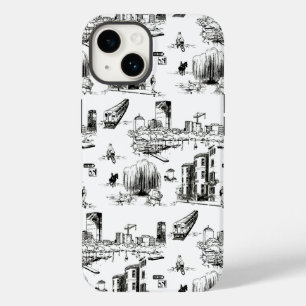 Boston Toile Black and White Phone Case