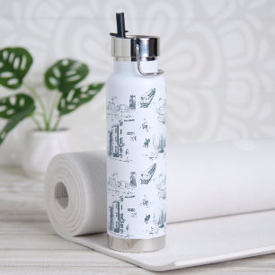 Boston Toile Blue Water Bottle
