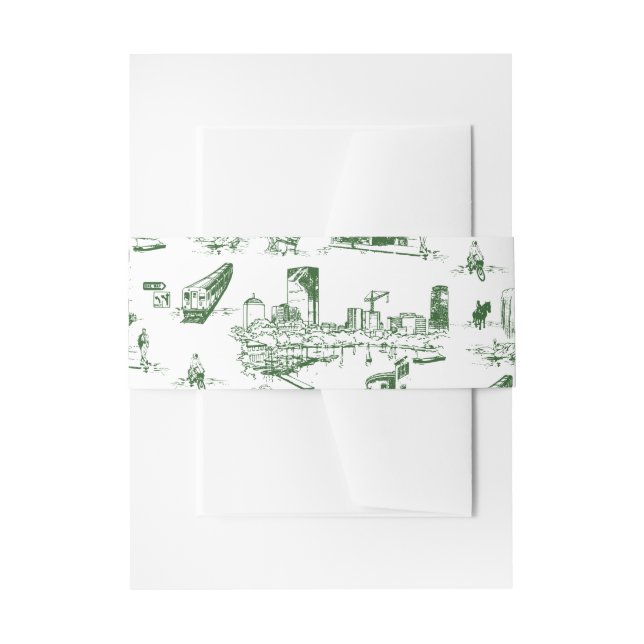 Boston Toile Forest Green Invitation Belly Band (Front Example)