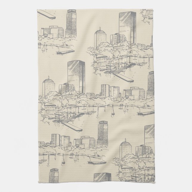 Boston Toile Kitchen Towel (Vertical)