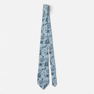 Boston Toile Navy and Blue Neck Tie
