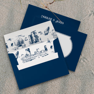 Boston Toile Navy Envelope