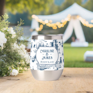 Boston Toile Navy Personalised Wedding Date