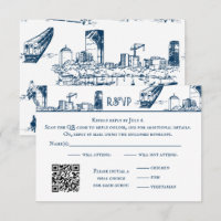 Boston Toile Navy RSVP Card
