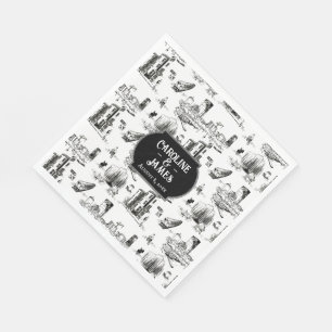 Boston Toile Personalised Wedding Paper Napkins