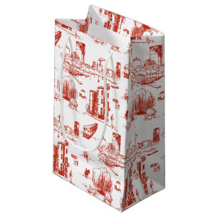 Boston Toile Red Gift Bag