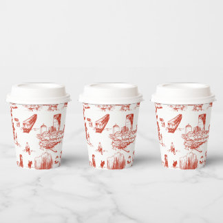 Boston Toile Red Paper Cups