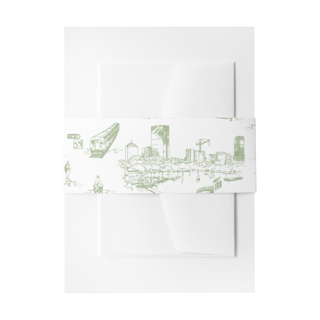 Boston Toile Sage Green Invitation Belly Band (Front Example)