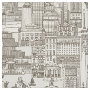 Boston toile tea brown strong white fabric