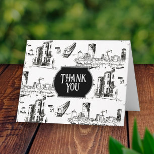 Boston Toile Thank You Card