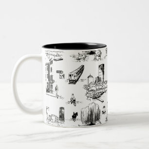 Boston Toile Two-Tone Coffee Mug