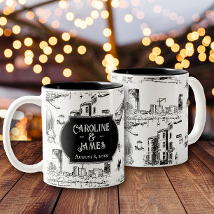 Boston Toile Wedding Date Mug