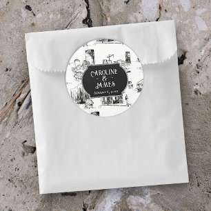 Boston Toile Wedding Personalised 3" Sticker