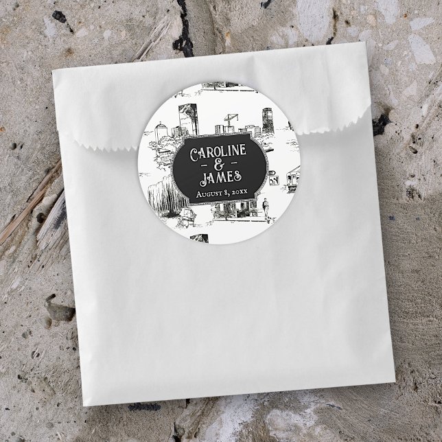 Boston Toile Wedding Personalised 3" Sticker (Creator Uploaded)