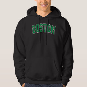 Boston Varsity Style Green Text Hoodie
