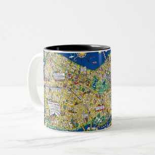 Boston vintage old city map USA america geography  Two-Tone Coffee Mug