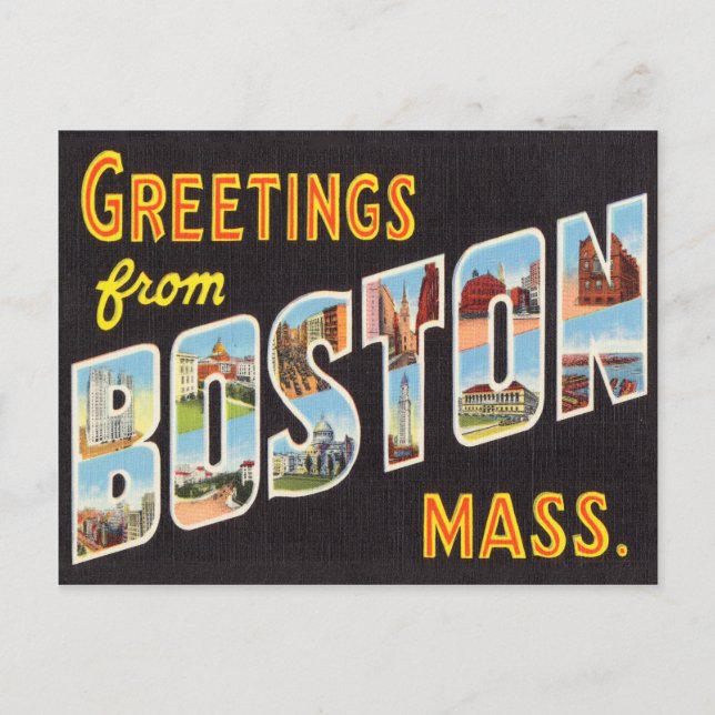 Boston Vintage Travel Postcard Restored (Front)