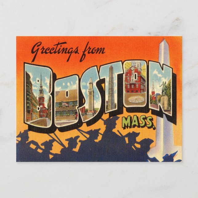 Boston Vintage Travel Postcard Restored (Front)