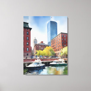 Boston watercolor art canvas print
