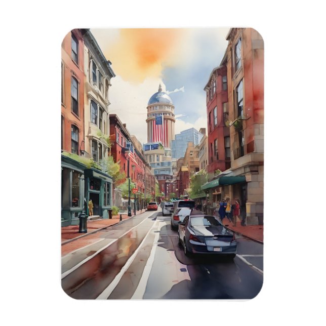 Boston watercolor art magnet (Vertical)
