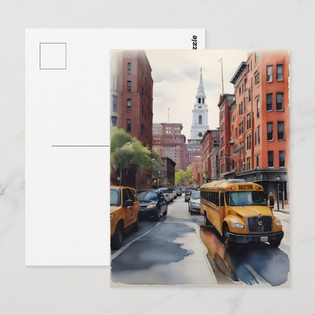 Boston watercolor art postcard (Front/Back)