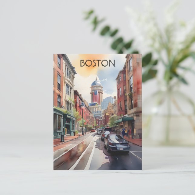 Boston watercolor art postcard (Standing Front)