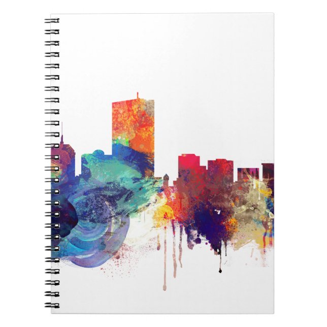 Boston watercolor skyline spiral notebook (Front)