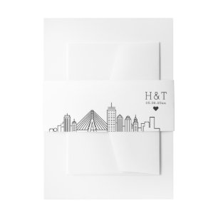Boston Wedding Stylised Skyline Monogram Invitation Belly Band