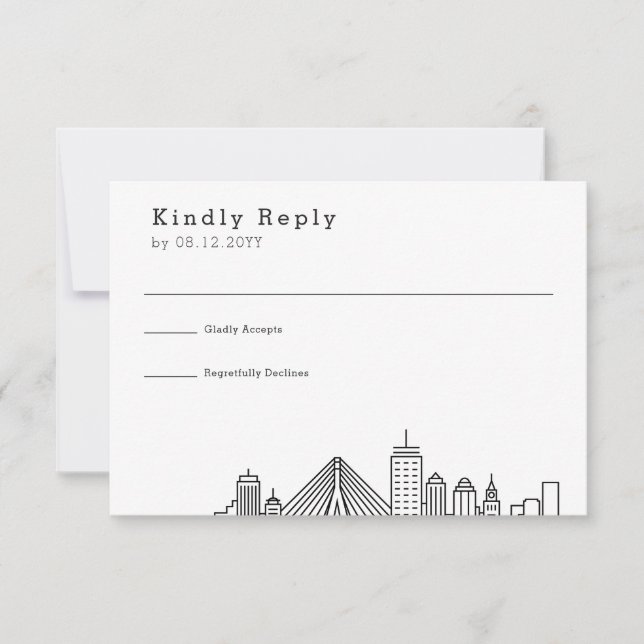 Boston Wedding | Stylised Skyline RSVP Card (Front)