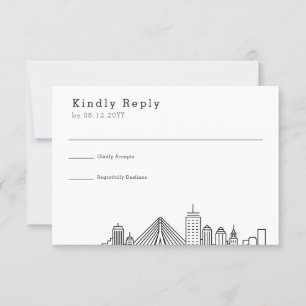 Boston Wedding   Stylised Skyline RSVP Card