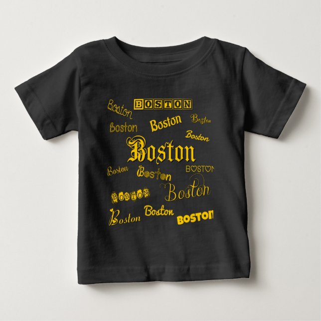 Boston Yellow Fonts Baby T-Shirt (Front)