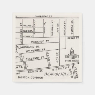 Boston's Beacon Hill Map Napkin